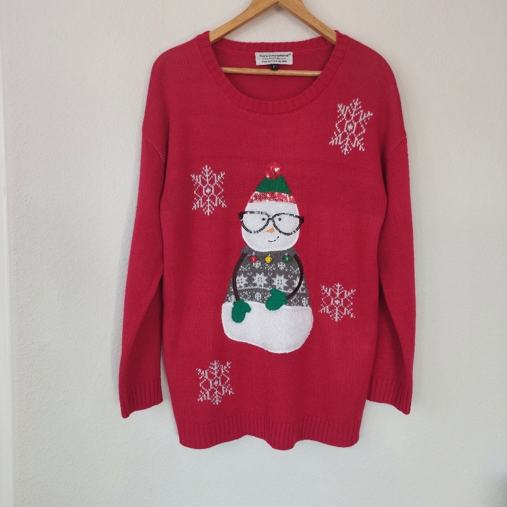 Vintage‎ Tiara International Christmas Collection Ugly Snowman Sweater Size XL